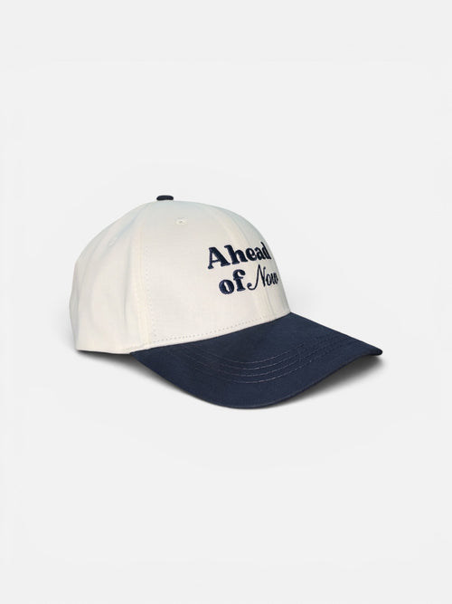 Blue Ahead of Now fashion cap by Yet To Be (YTB), front angle view